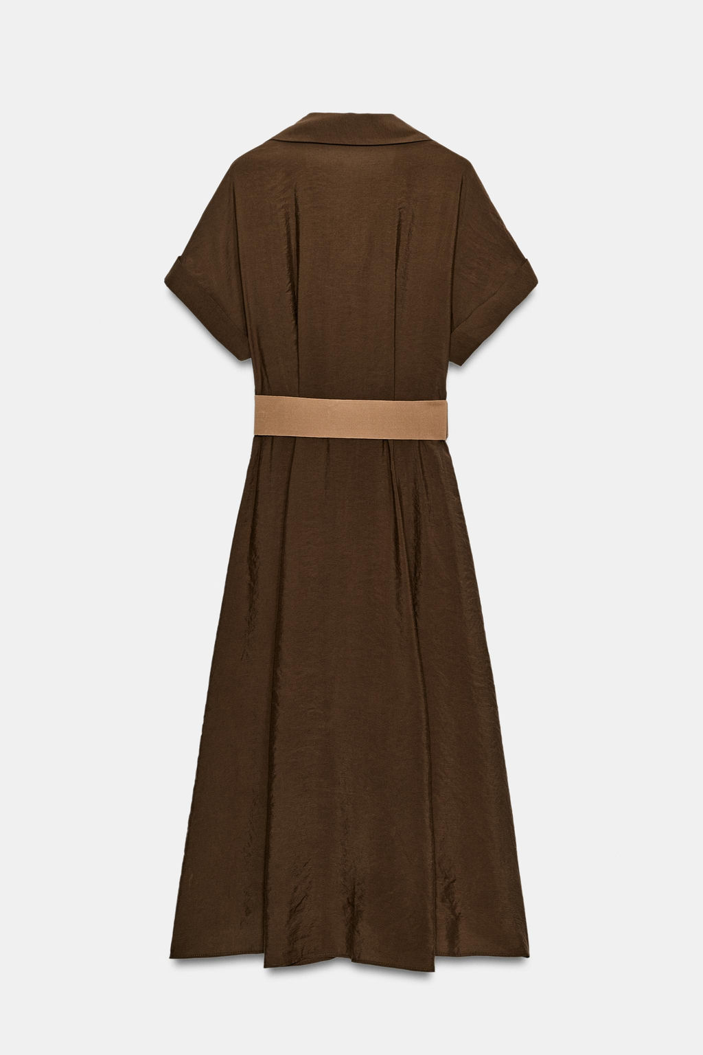 VESTIDO MIDI CINTUR?N / Marr?n - Zara фото 6