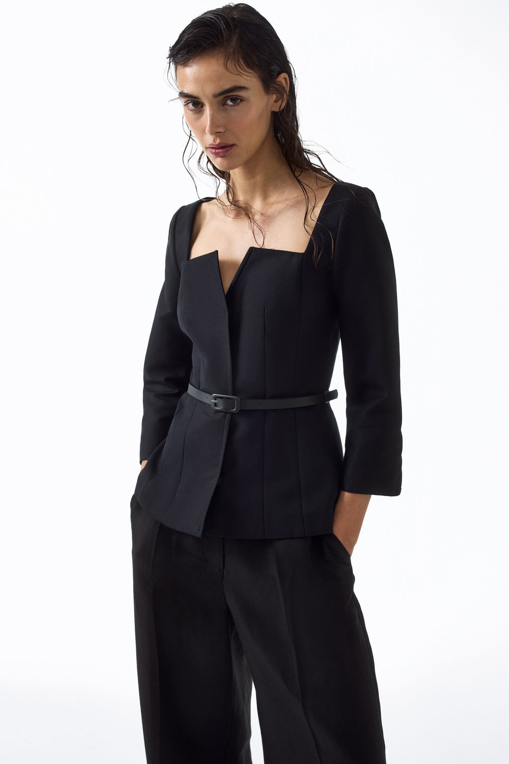 Blazer de algod?n con escote cuadrado - H&m фото 2