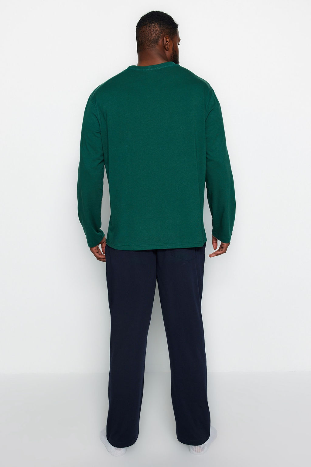 TRENDYOL MAN Yesil %100 Pamuk Regular Fit Nak?sl? Orme Buyuk Beden Pijama Tak?m? TMNAW24AI00004 - Trendyolmilla фото 8