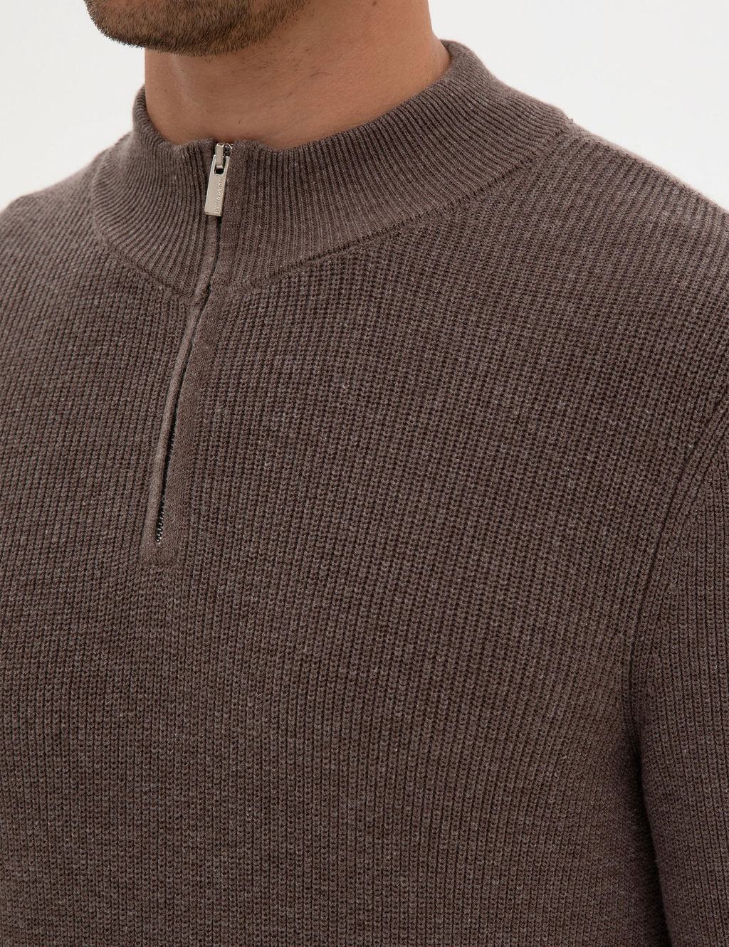 Vizon Melanj Slim Fit Dik Yaka Fermuarl_ Triko Kazak - Pierre cardin фото 7