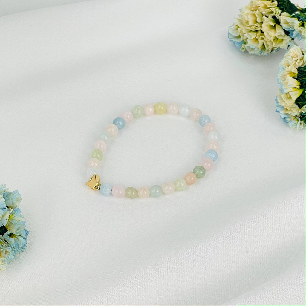 Браслет детский со вставкой Бабочка из Берилла микс 15 см