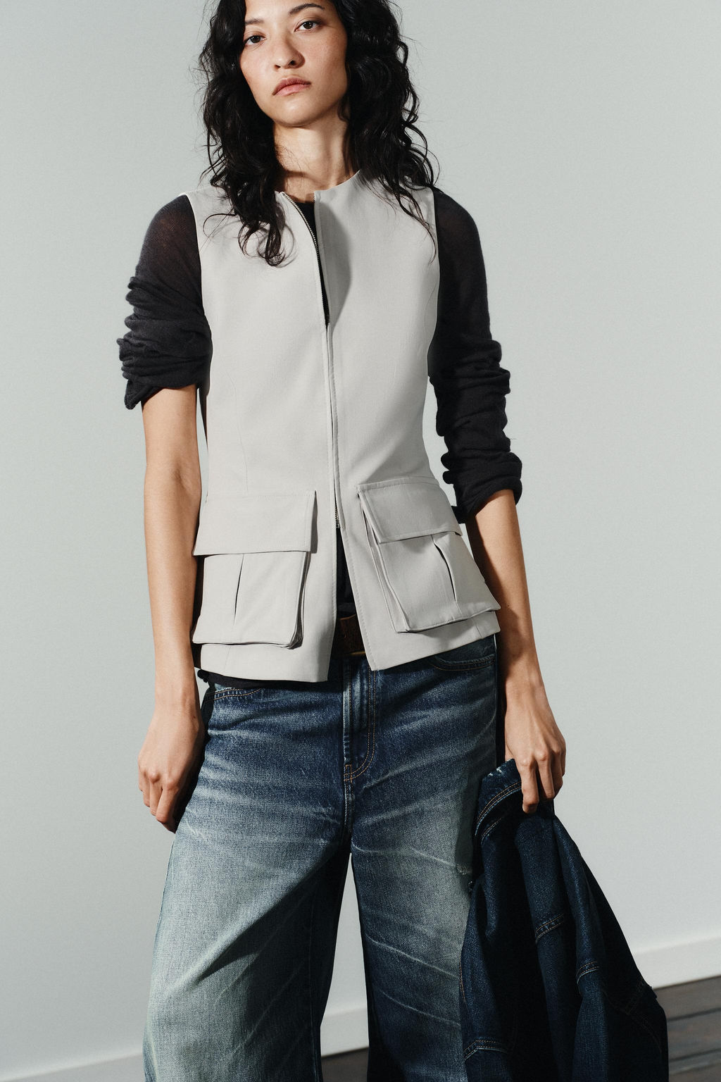 STRETCH COTTON TOP WITH POCKETS