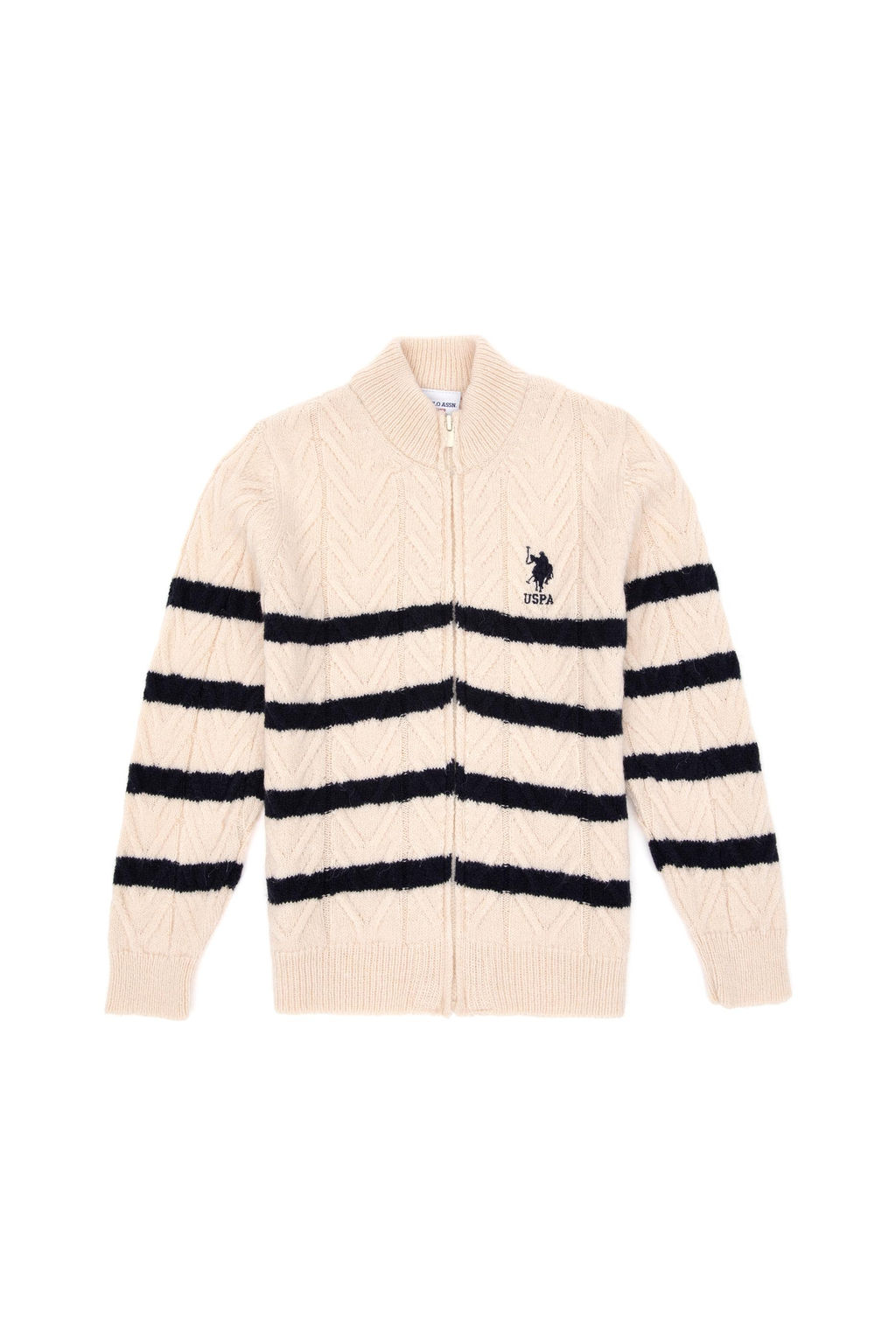 Кардиган на молнии для мальчика кремовый из акрила