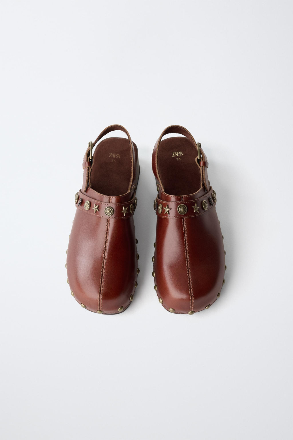 ZUECO TACHAS PIEL / Marr?n - Zara фото 4