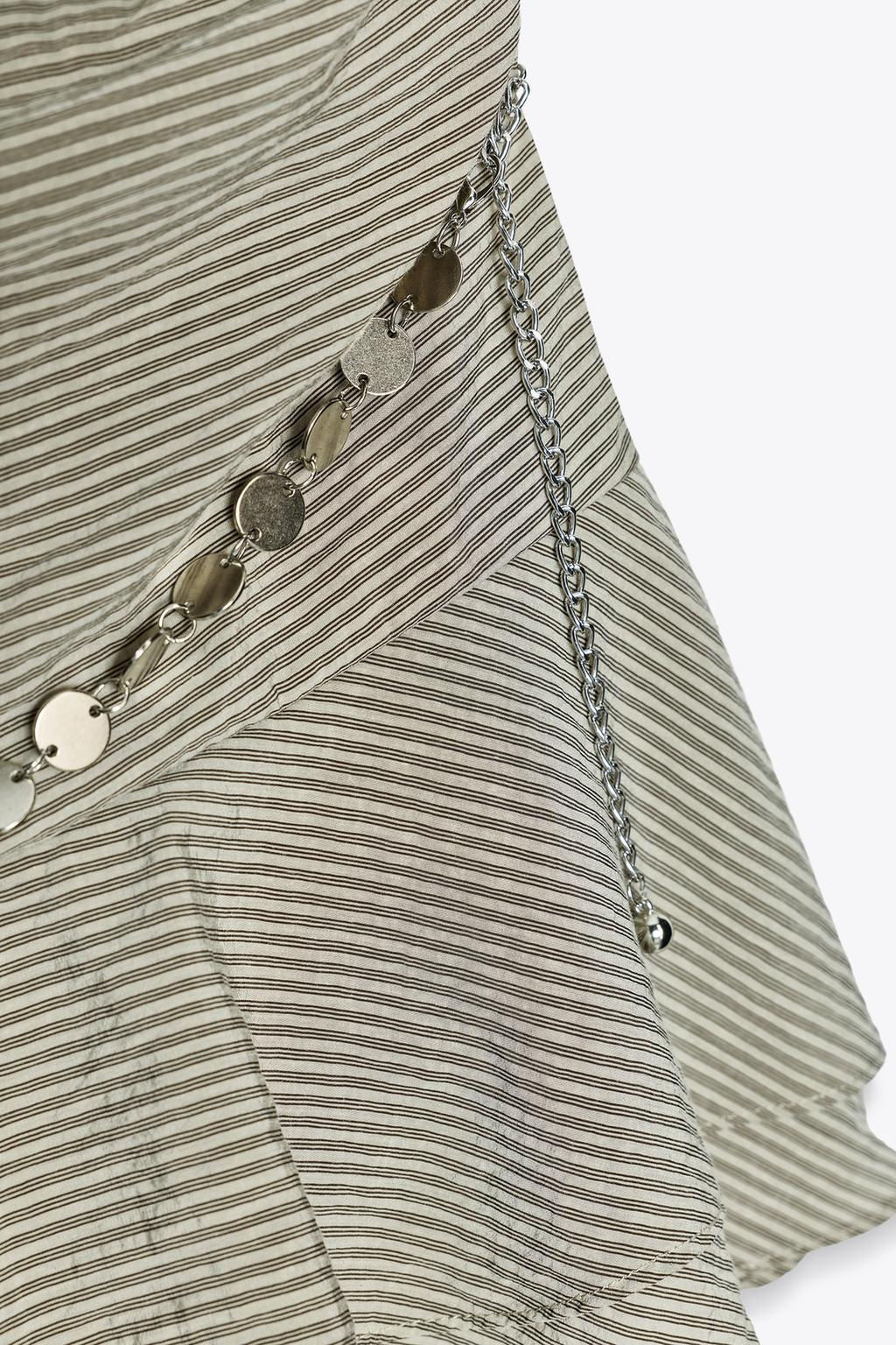 STRIPED HALTER NECK SHORT DRESS WITH BELT - Zara фото 10