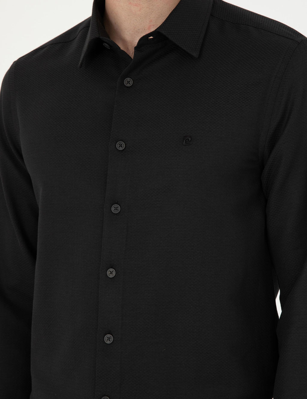 Рубашка Pierre Cardin Slim Fit черная с длинным рукавом