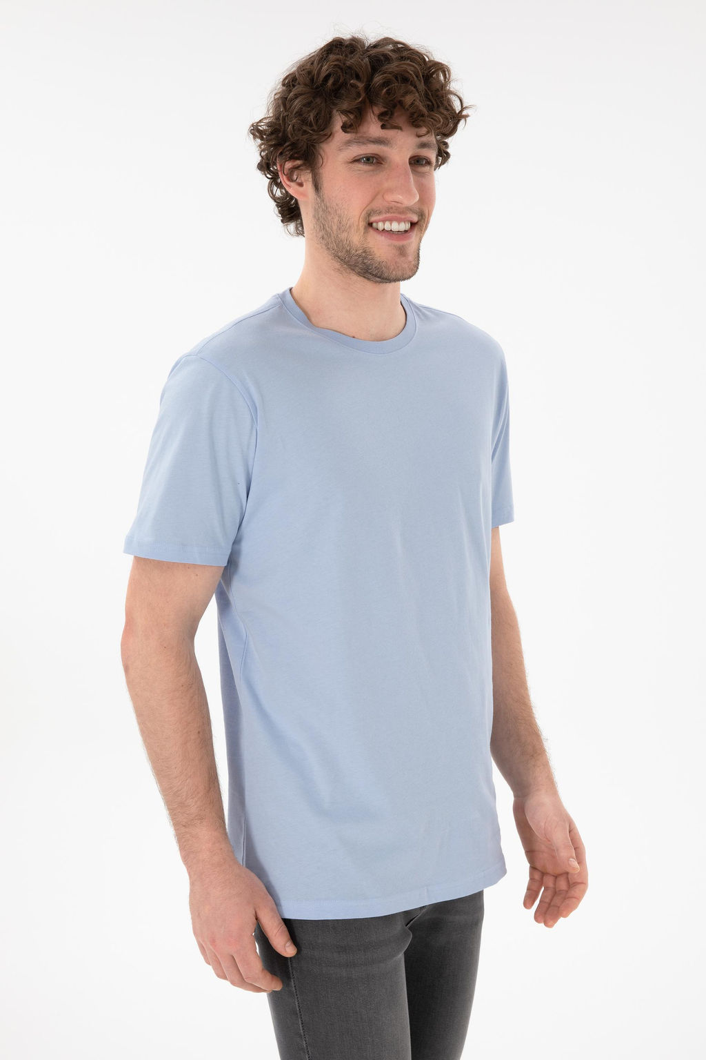 Erkek Regular Fit Bisiklet Yaka A__k Mavi Basic Ti__rt Sepette S_rpriz _ndirim - U.s. polo assn фото 2