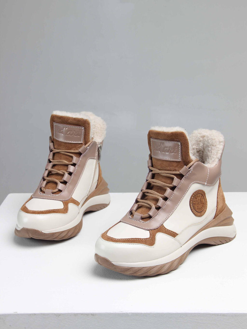 Ботинки 350.uno2br. беж какао/Шерсть