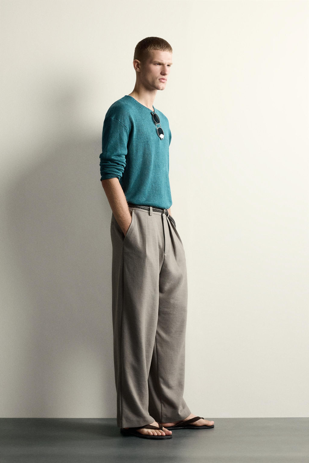 JERSEY RELAXED FIT 100% C??AMO / Verde azul - Zara фото 4