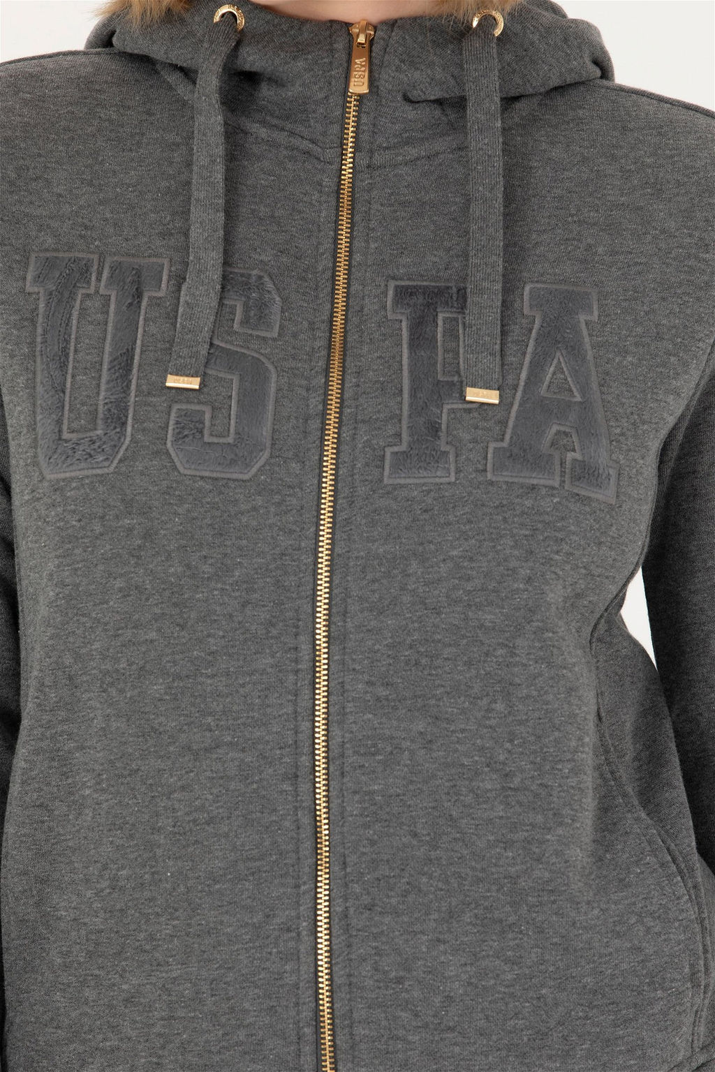Женская базовая толстовка с капюшоном антрацитового меланжа Неожиданная скидка в корзине - U.s. polo assn фото 7