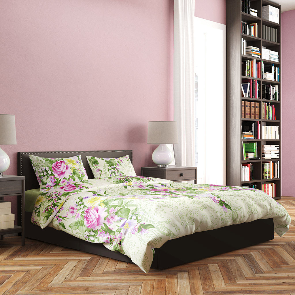 Постельное белье, комплект Евро Макси "Примавера", 4 предмета: пододеяльник на пуговицах 240х215см, простыня классическая 220х240см, 2 наволочки 70х70см с клапаном-запахом, перкаль "Премиум" 110г/м2, хлопок 100%, упаковка "классическая" ПВХ 34,5х41см