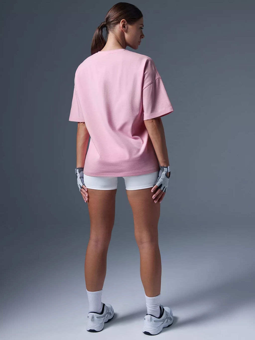 Оверсайз спортивная футболка розовая