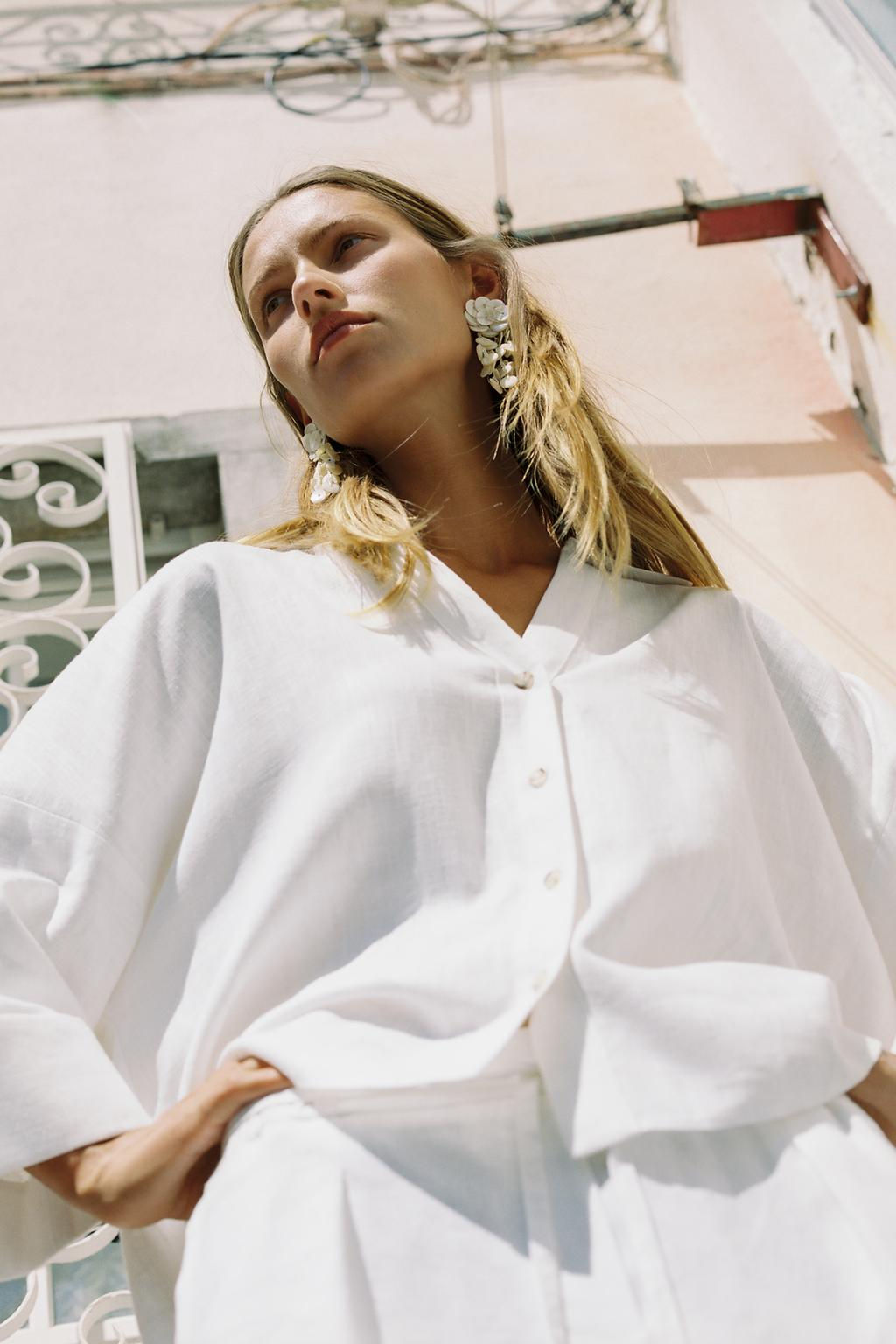 WIDE-SLEEVE LINEN BLEND SHIRT - Zara фото 3