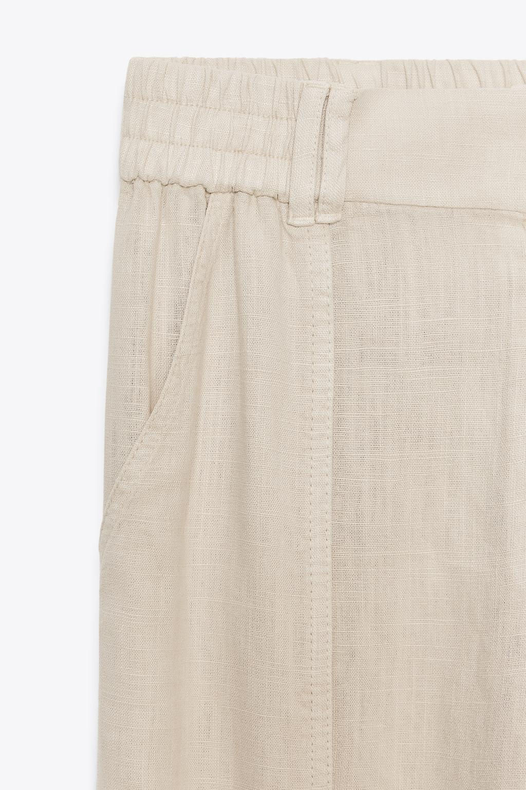 LINEN BLEND JOGGER TROUSERS - Zara фото 7