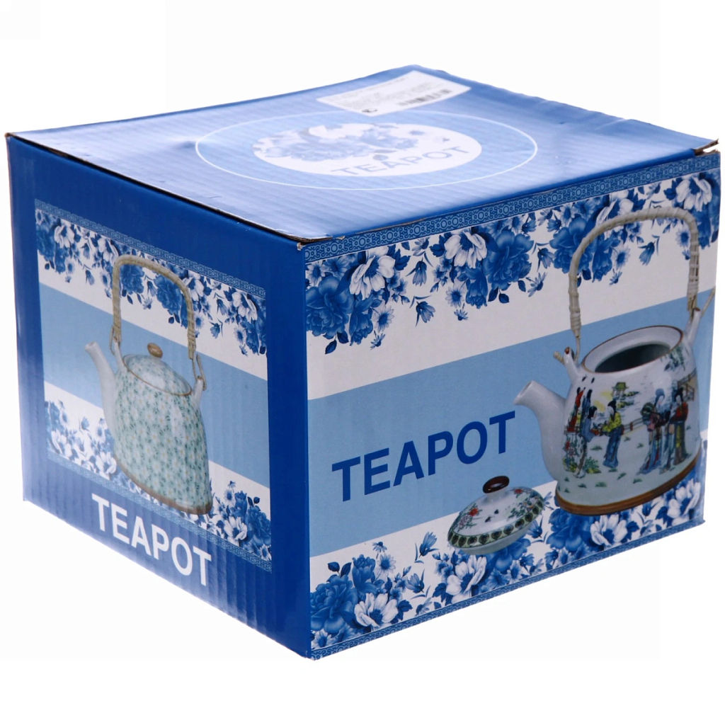 Чайник заварочный керамический 700мл с ситом "Китайские мотивы" желтый