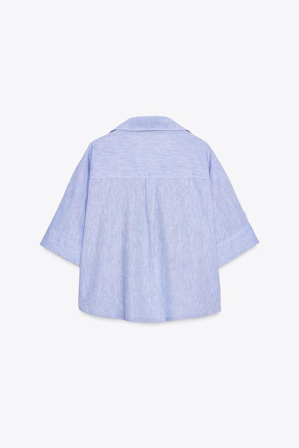 CROPPED LINEN BLEND SHIRT - Zara фото 16
