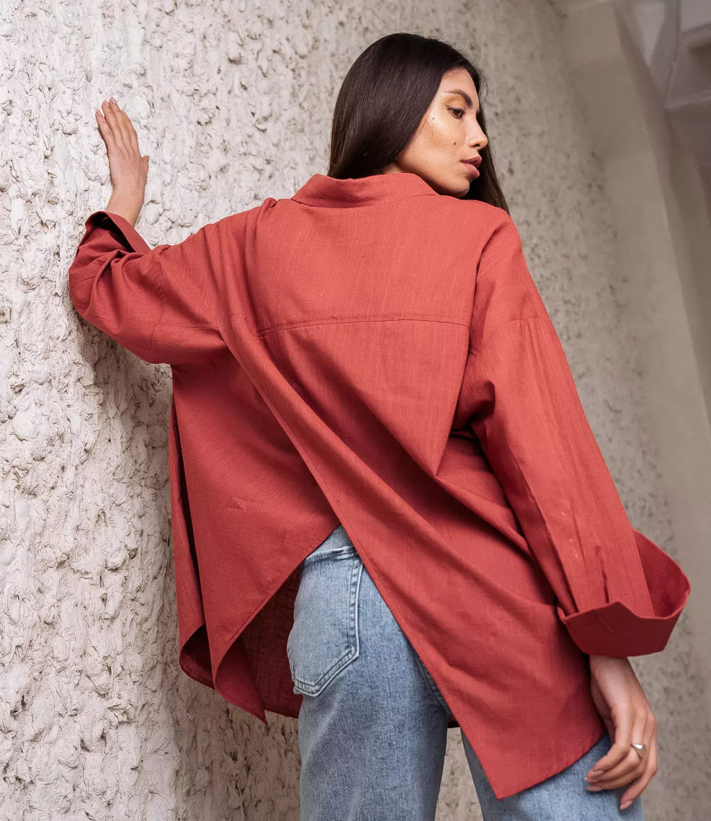 Рубашка #ОБШ1458, лососевый - Dommod фото 2