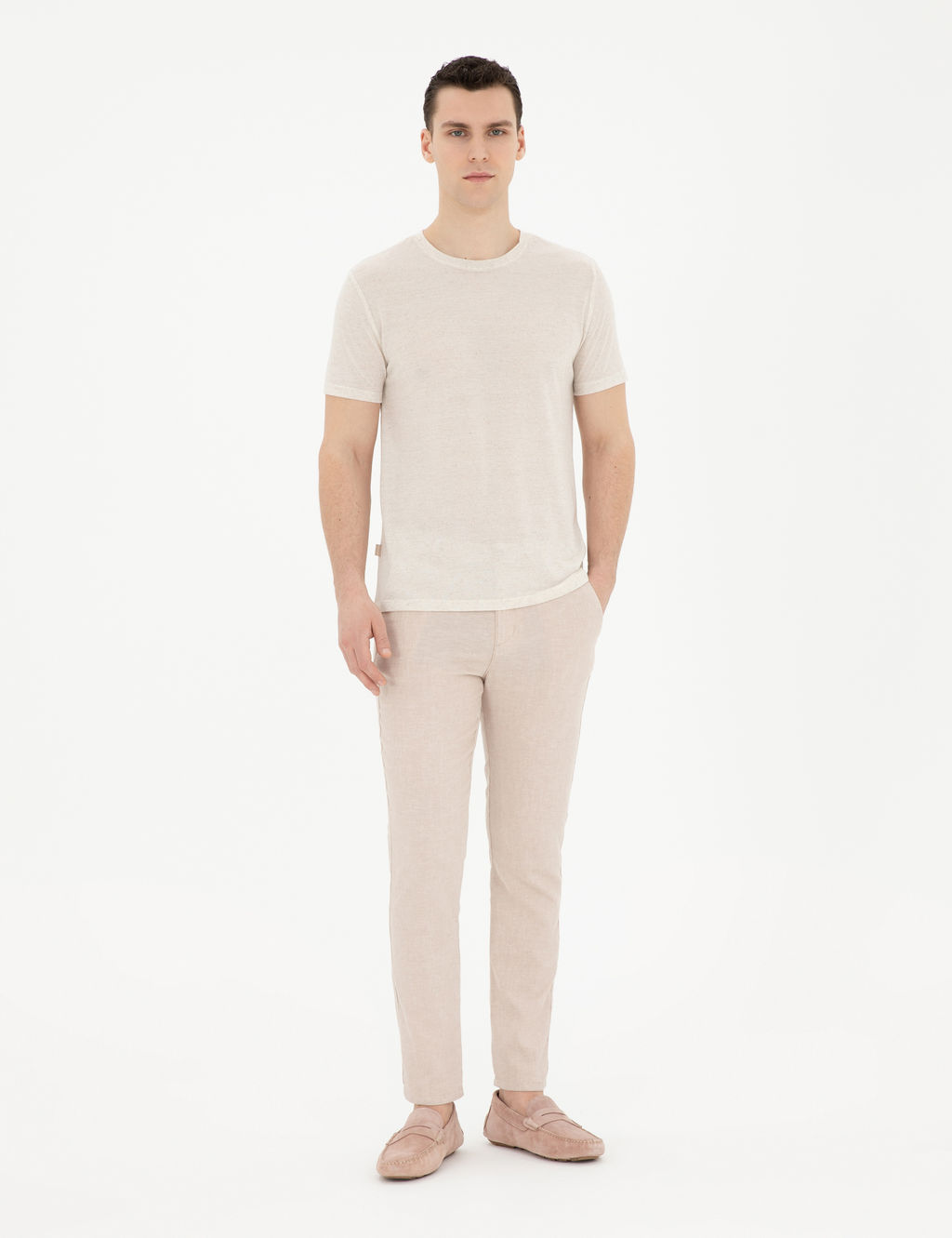 Bej Slim Fit Basic Ti__rt