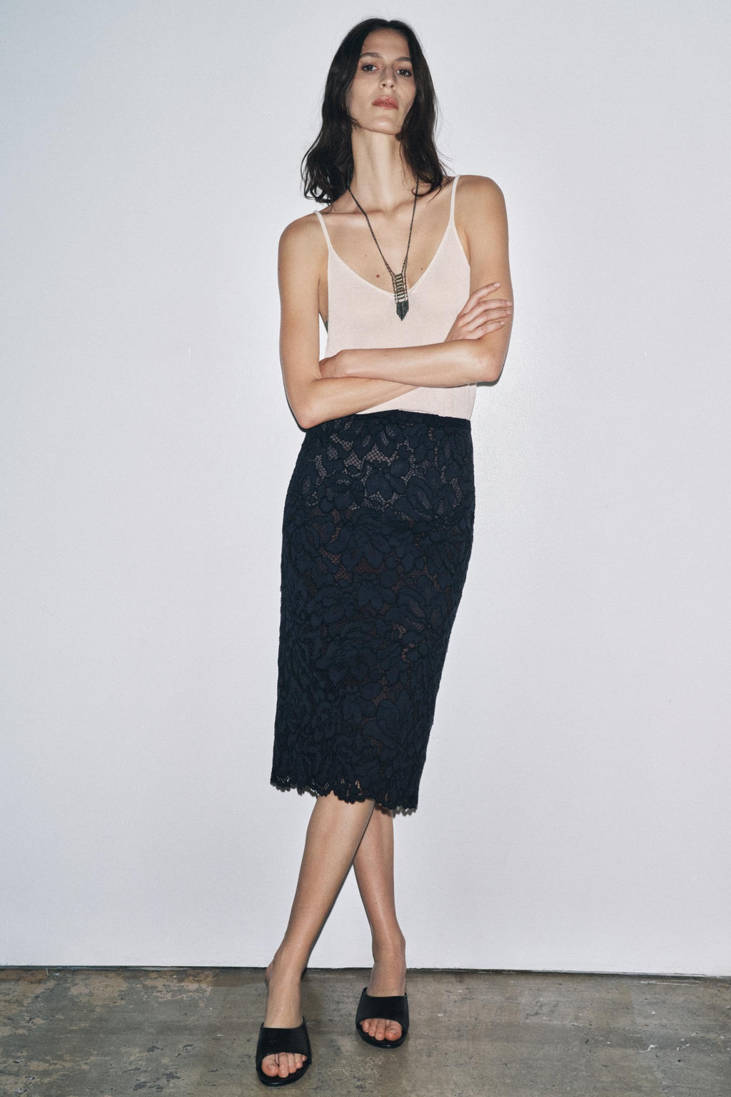 ZW COLLECTION LACE MIDI SKIRT - Zara фото 15