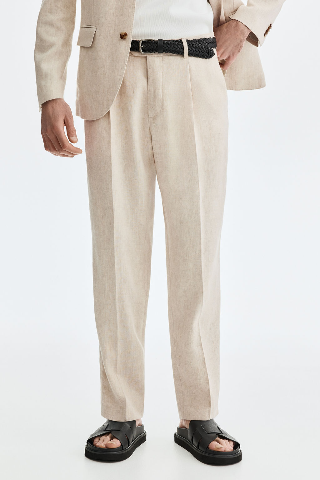Pantal?n sastre en mezcla de lino Regular Fit - H&m фото 6