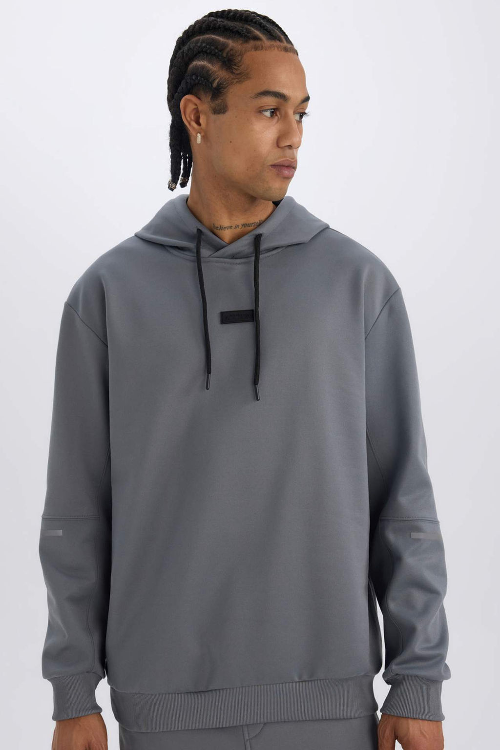 DeFactoFit Standart Fit Kapusonlu Basic Duz Sporcu Sweatshirt  фото 4