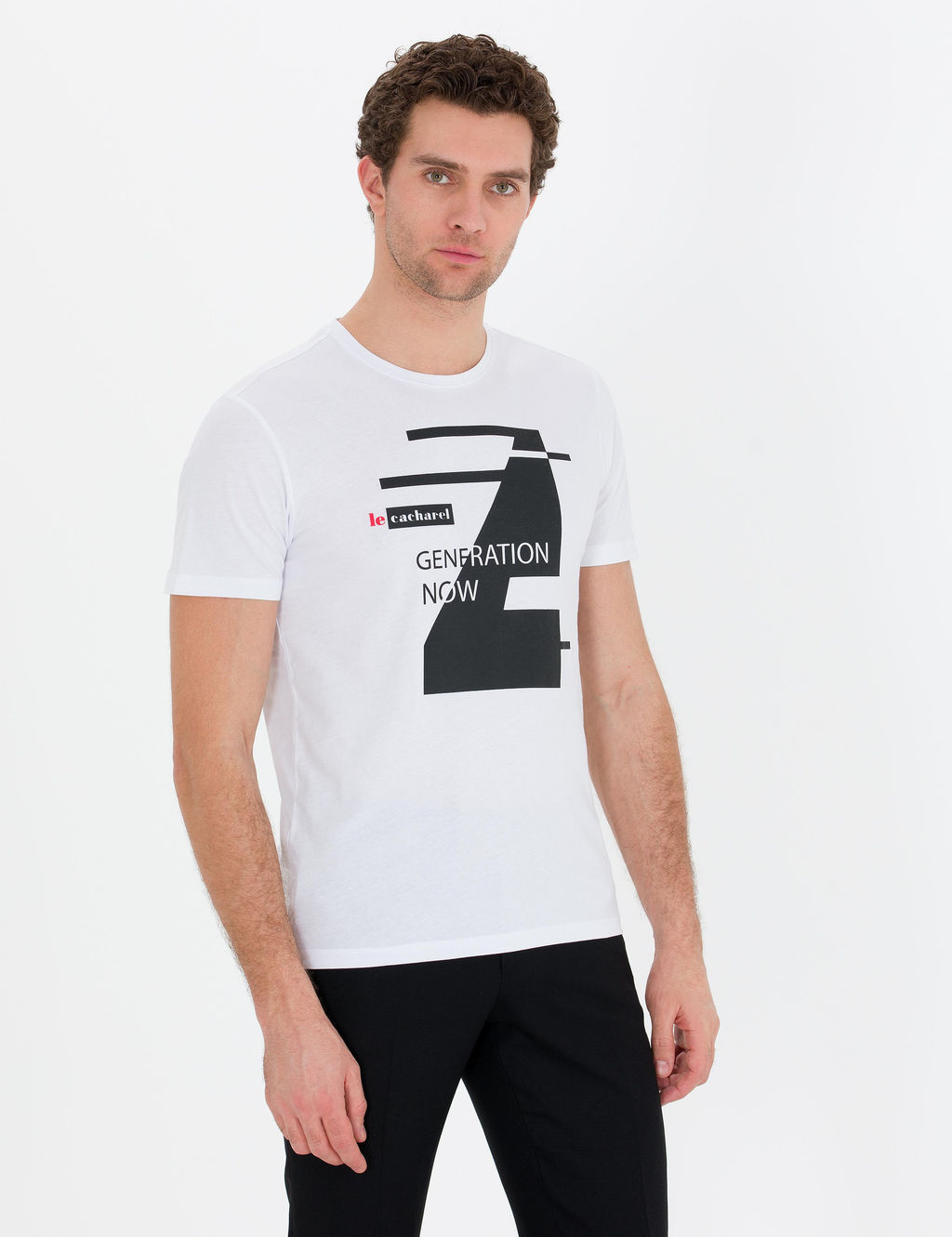Beyaz Bisiklet Yaka Slim Fit T-Shirt