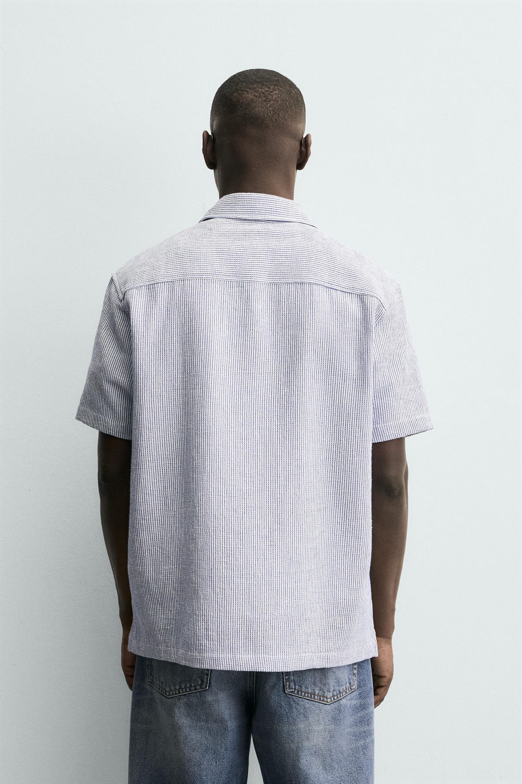 Рубашка Zara CAMISA ESTRUCTURA CONFORT темно-синяя