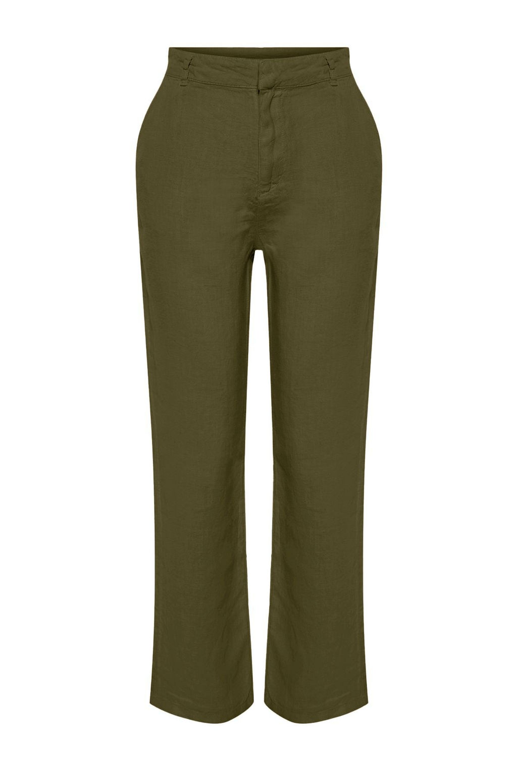 Haki %100 Keten Yuksek Bel Wide Leg Pantolon TWOSS24JE00246 - Trendyolmilla фото 11