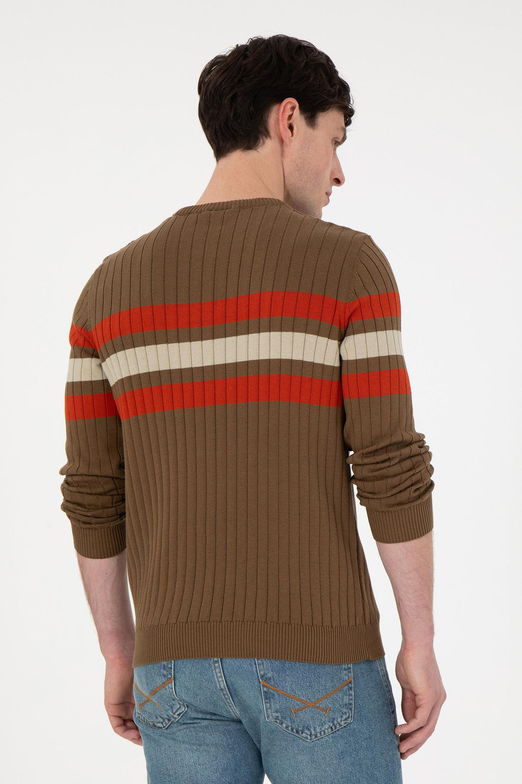 Erkek Slim Fit Bisiklet Yaka Haki Kazak - U.s. polo assn фото 5