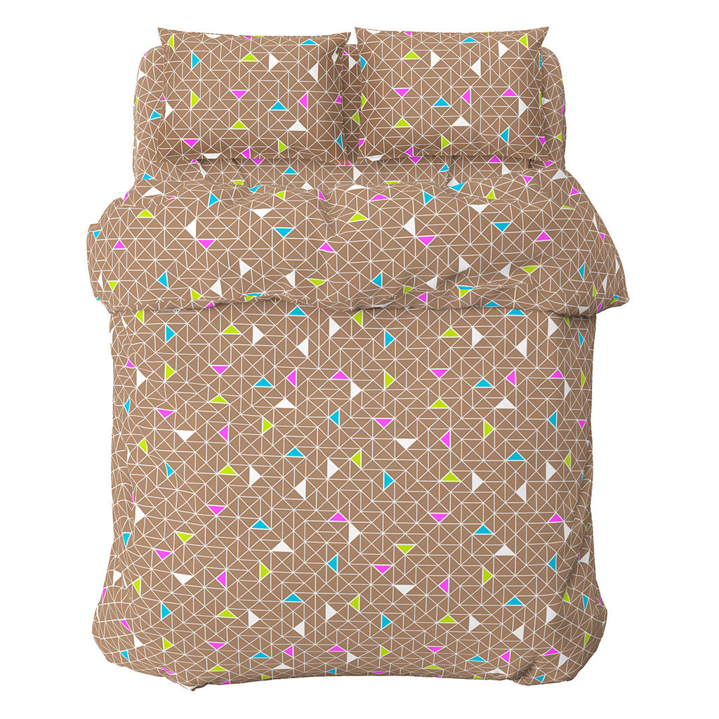 Наволочка 50х70см "Треугольники, беж", с клапаном-запахом, бязь 121г/м2, хлопок 100%, упаковка "классическая" пакет ПВД 14,5х23см, еврослот, "Домашняя мода" (Россия)