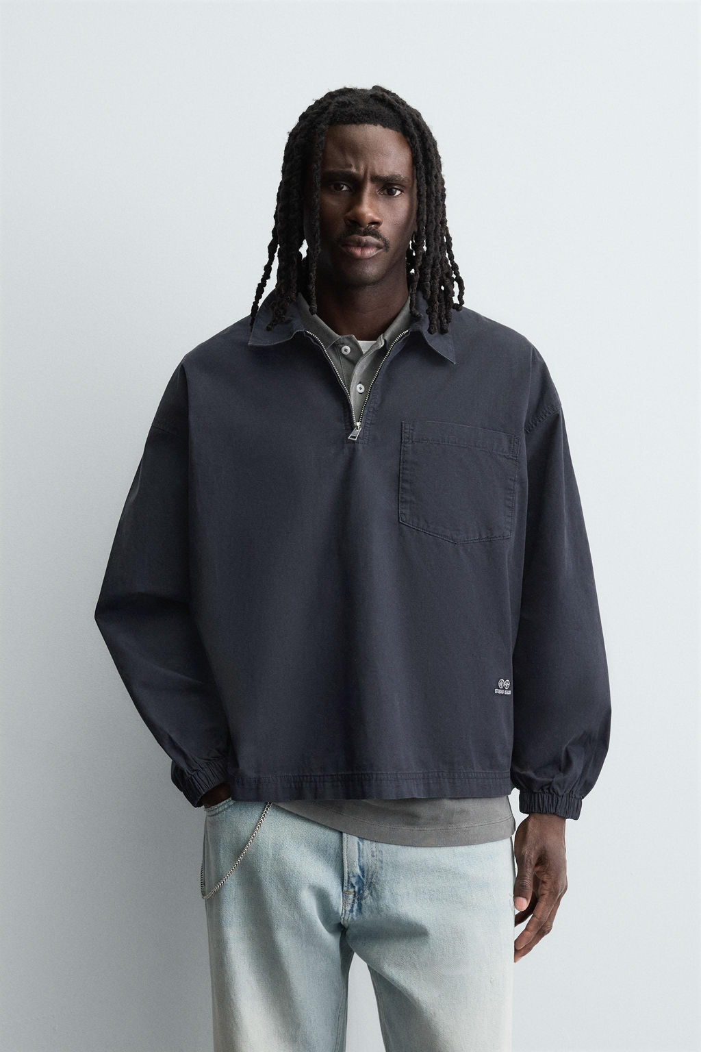 DENIM ZIP-UP POLO SHIRT - Zara фото 2