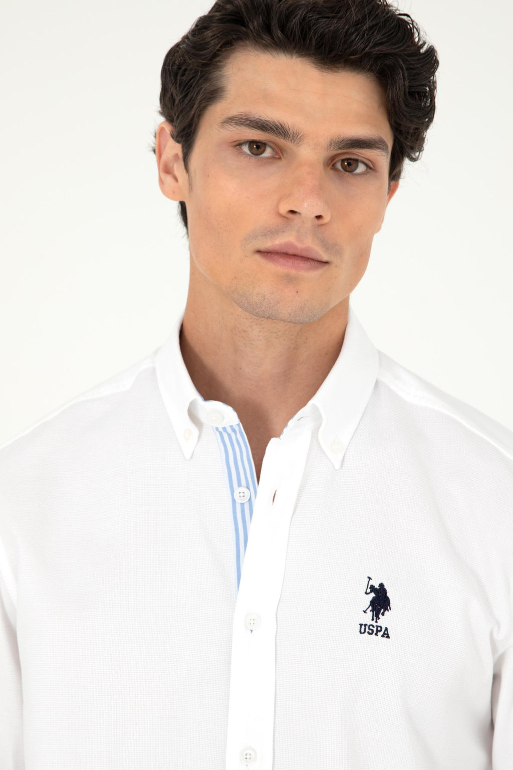 Мужская белая рубашка с длинным рукавом - U.s. polo assn фото 2