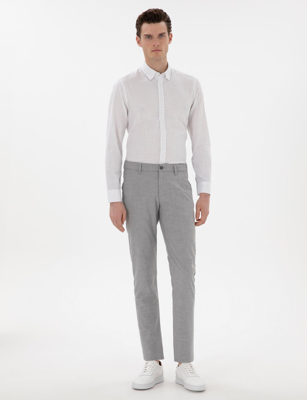 Рубашка Pierre Cardin Slim Fit серая длинный рукав