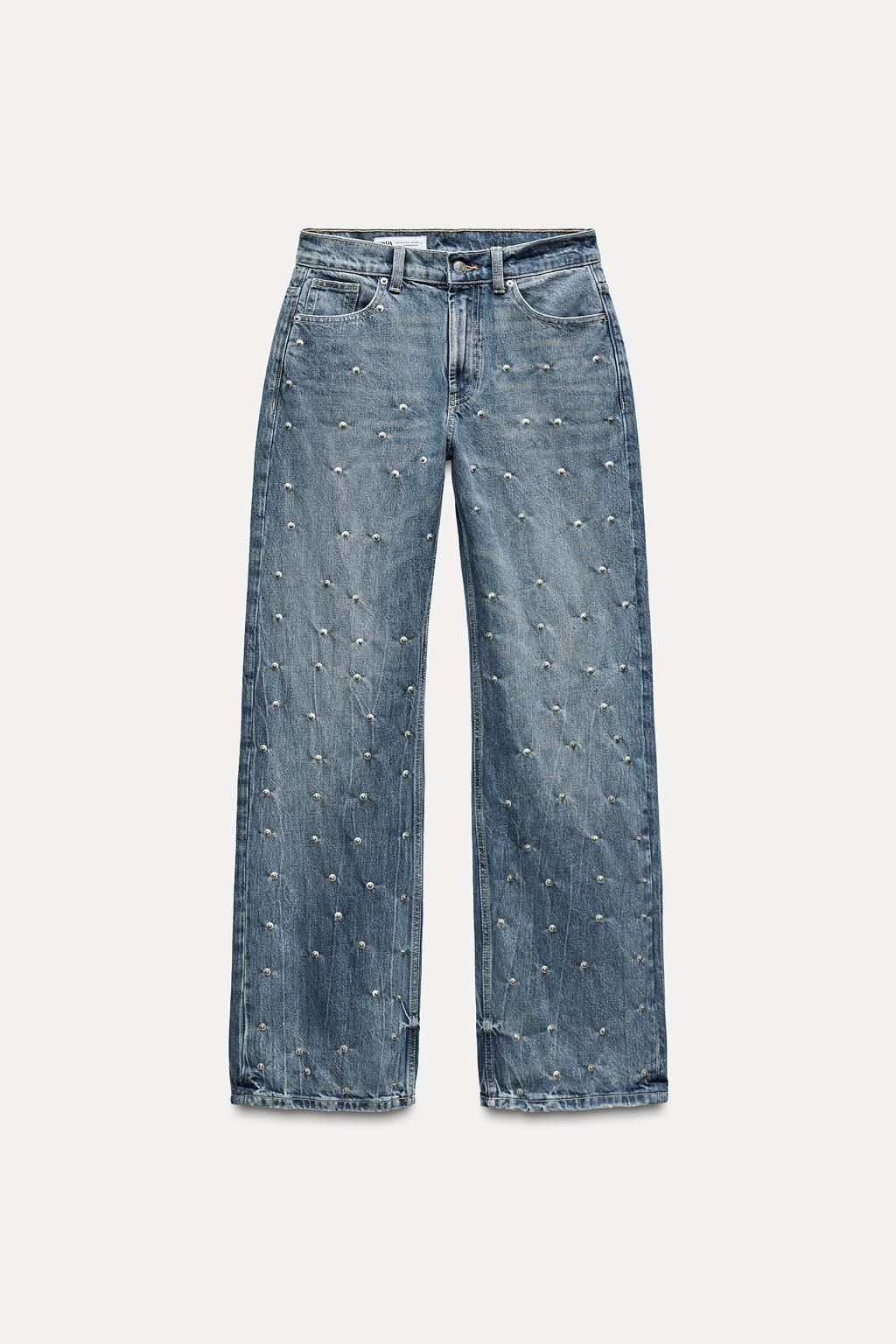 TRF RELAXED FIT MID-RISE JEANS WITH RIVETS - Zara фото 8