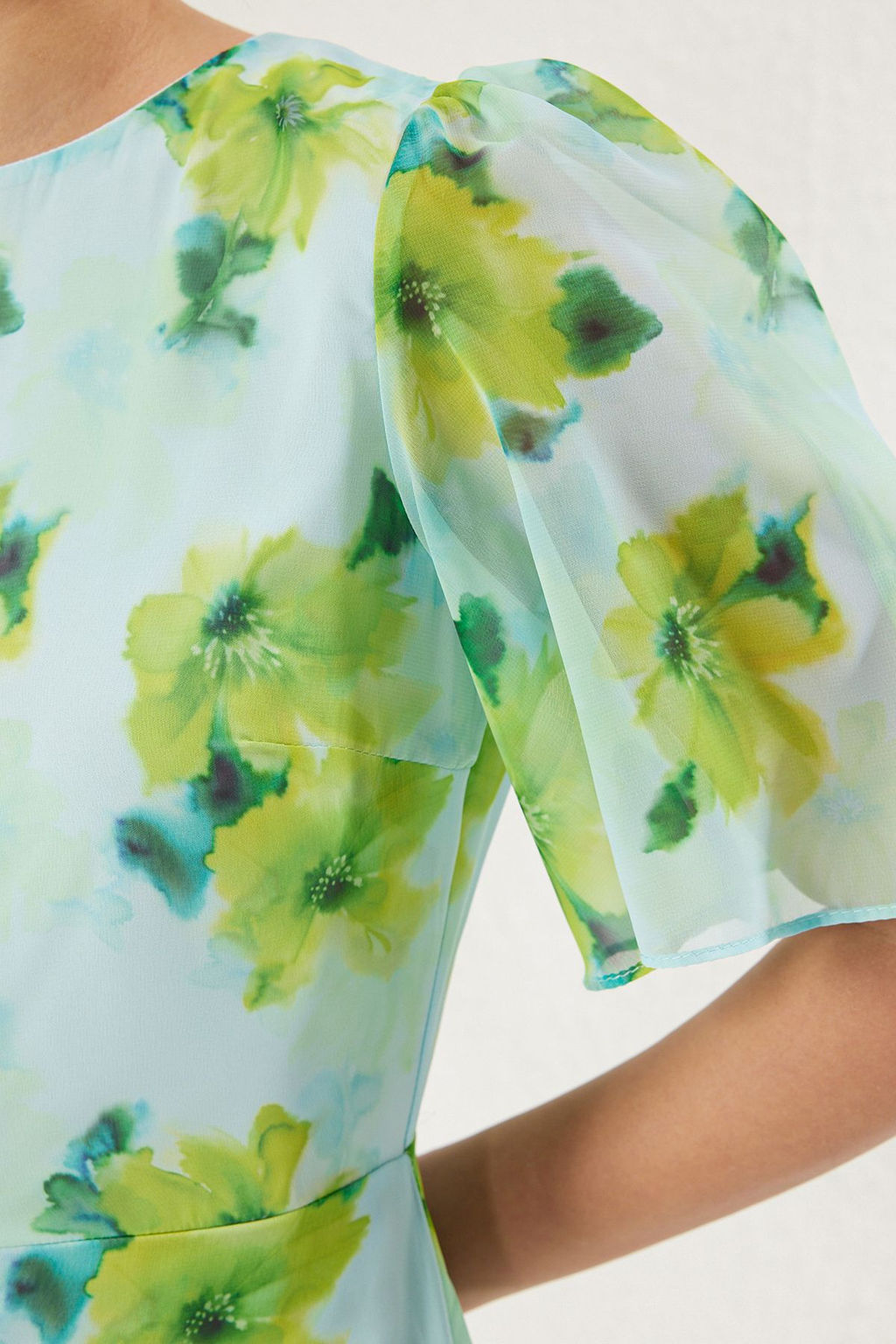 TRENDYOLMILLA Lila Cicek Desenli A Kesim Astarl? Midi Dokuma Elbise TWOSS20EL0908 фото 21