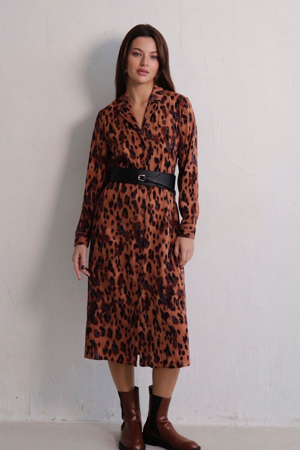 Платье-рубашка с английским воротником принт - Martichelli фото 253