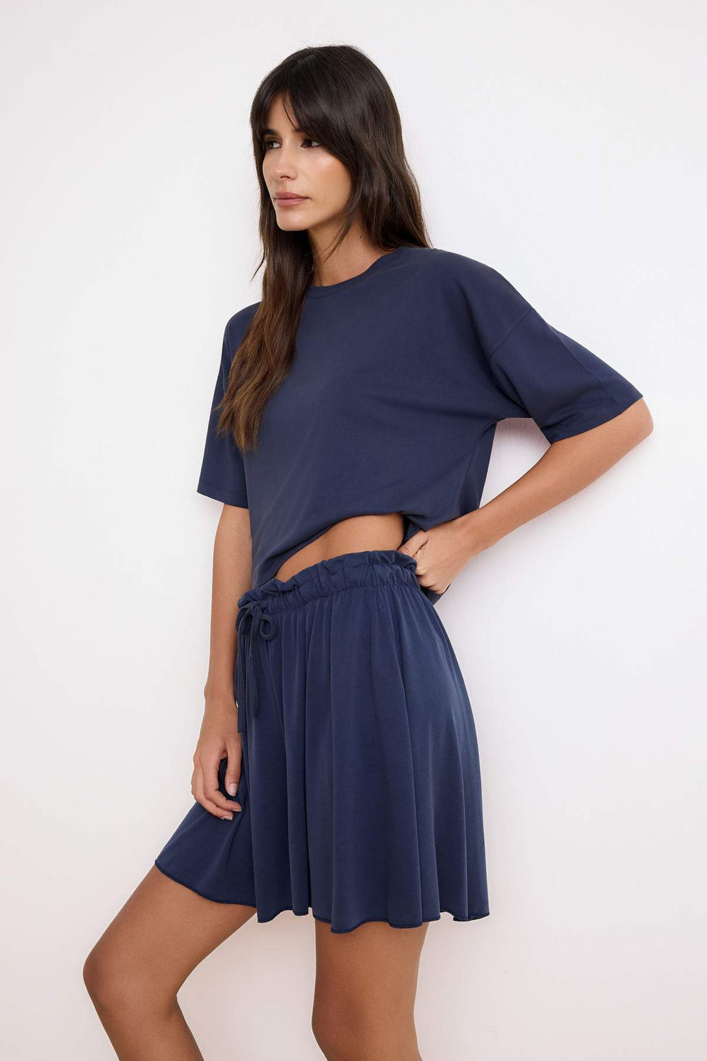 Antrasit Oversize Dusuk Kol K?sa Kollu Genis Paca Modal Orme Alt-Ust Tak?m TWOSS26AU00134