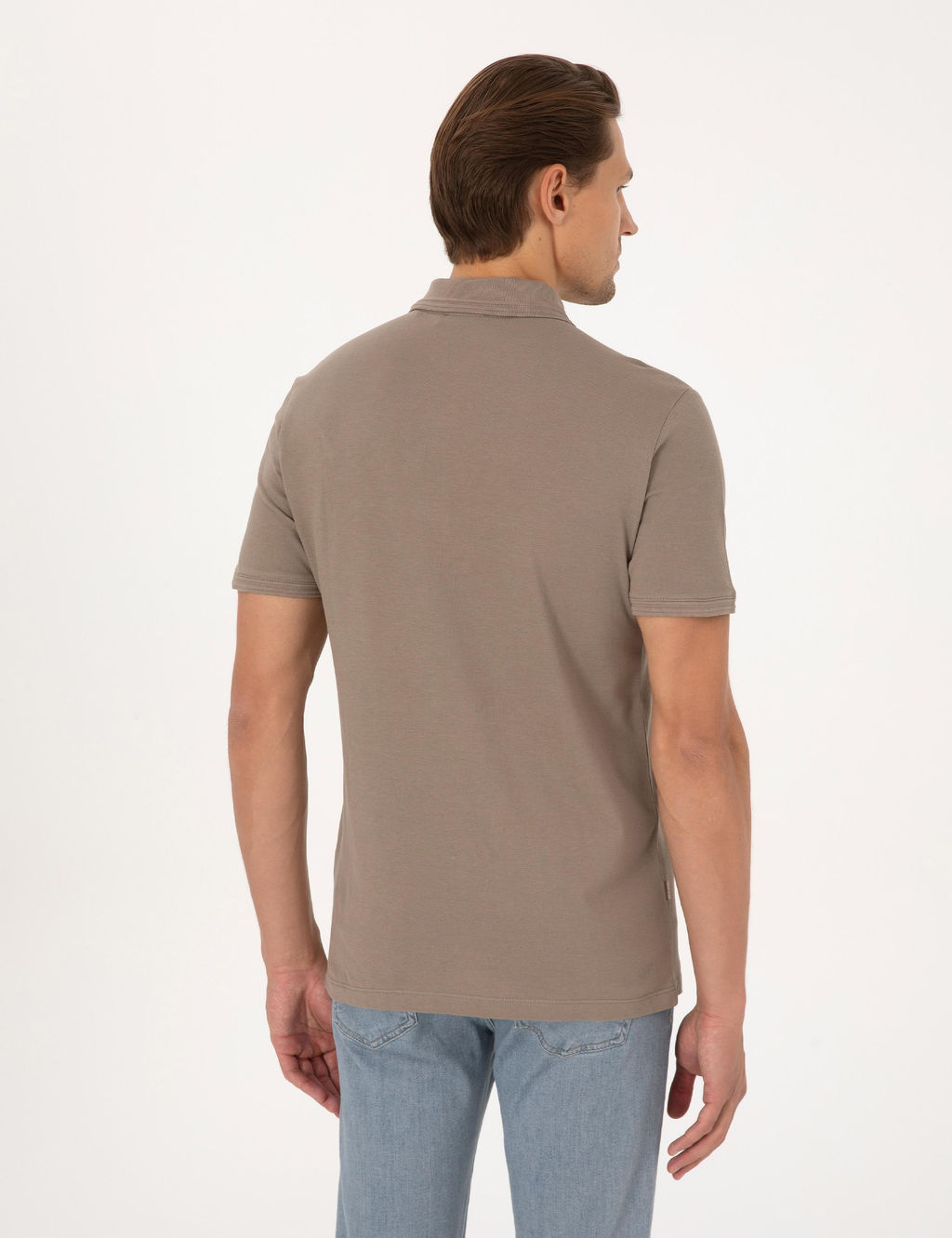 Koyu Vizon Slim Fit %100 Pamuk K_vr_lmaz Polo Yaka Basic Ti__rt