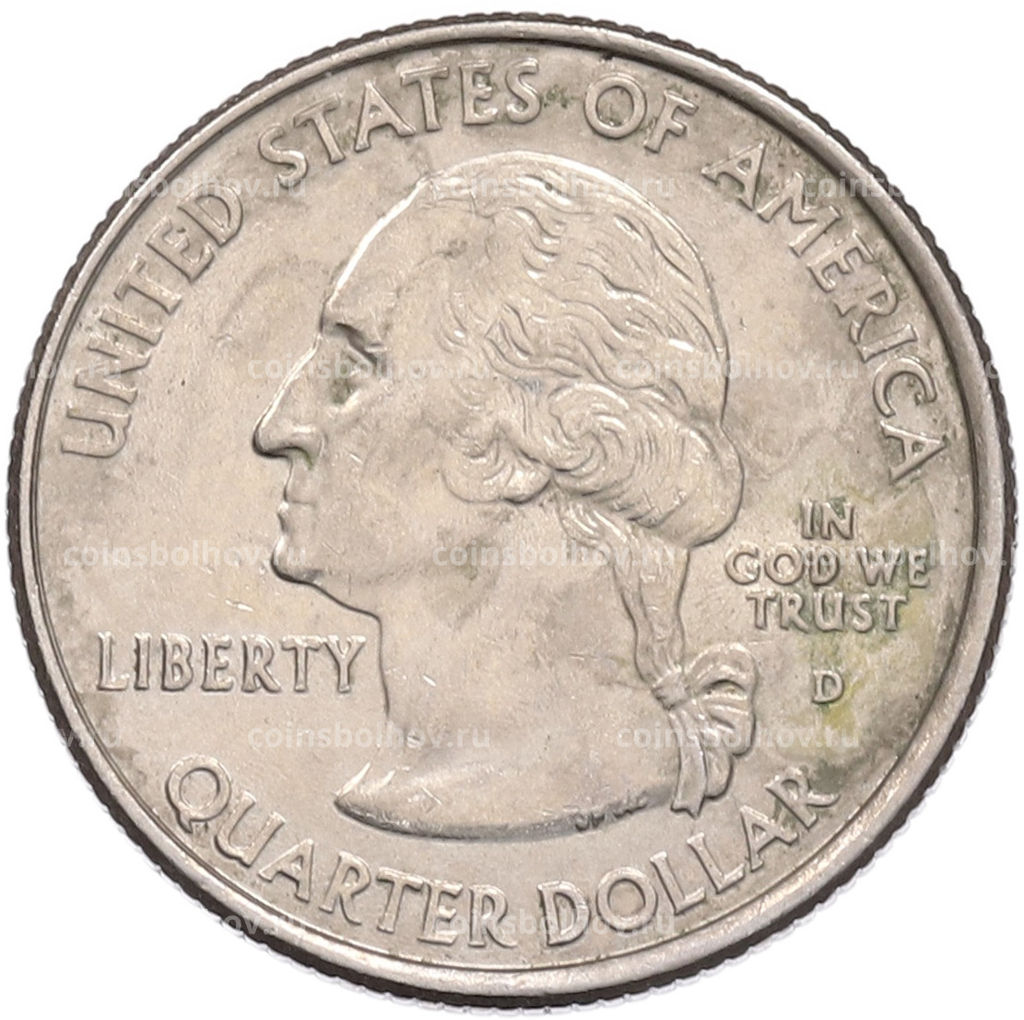 Монета 1/4 доллара (25 центов) 2007 года D США Штаты и территории  Штат Вайоминг