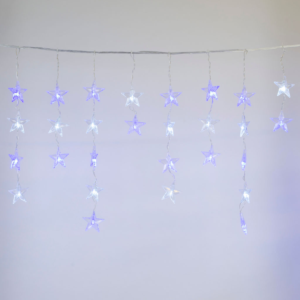 ULD-E5505-196/DTK WHITE-BLUE IP20 STARS-1 Занавес светодиодный фигурный Звёздочки-1, 5,5х 0,5м. 56 подвесов. 196 светодиодов. Белый и синий свет. Провод прозрачный. TM Uniel. - Volpe фото 3