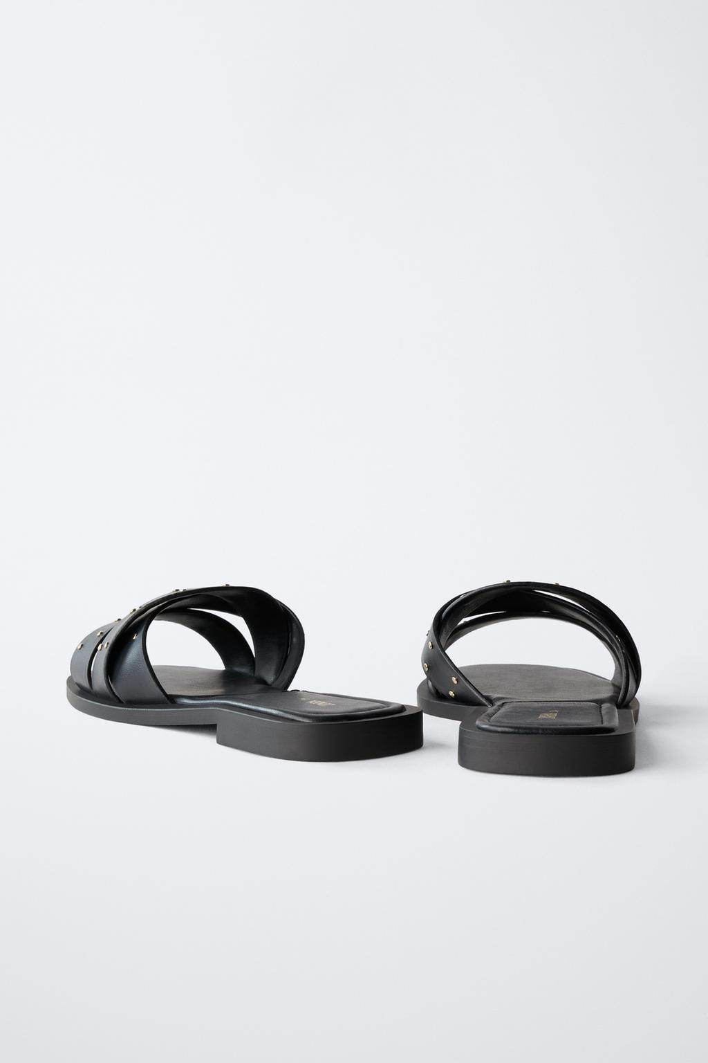 FLAT CRISS-CROSS SANDALS WITH STUDS - Zara фото 10