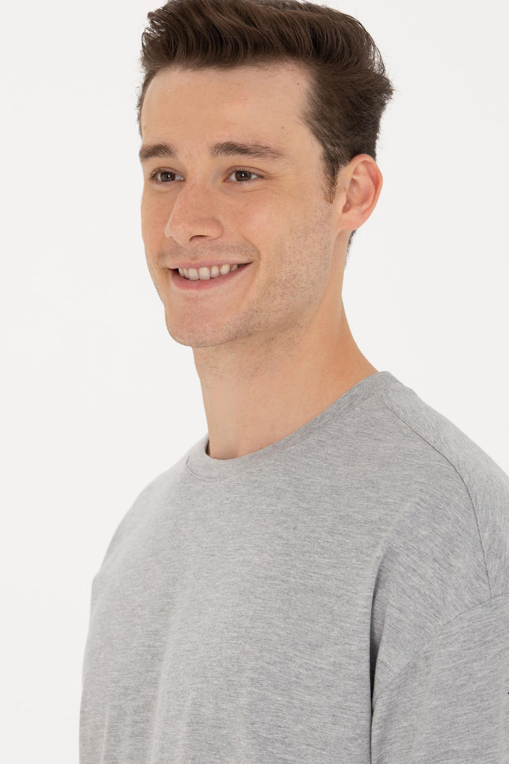 U. S. Polo Assn Мужская серая меланжевая комфортная длинная футболка с круглым вырезом - U.s. polo assn фото 2