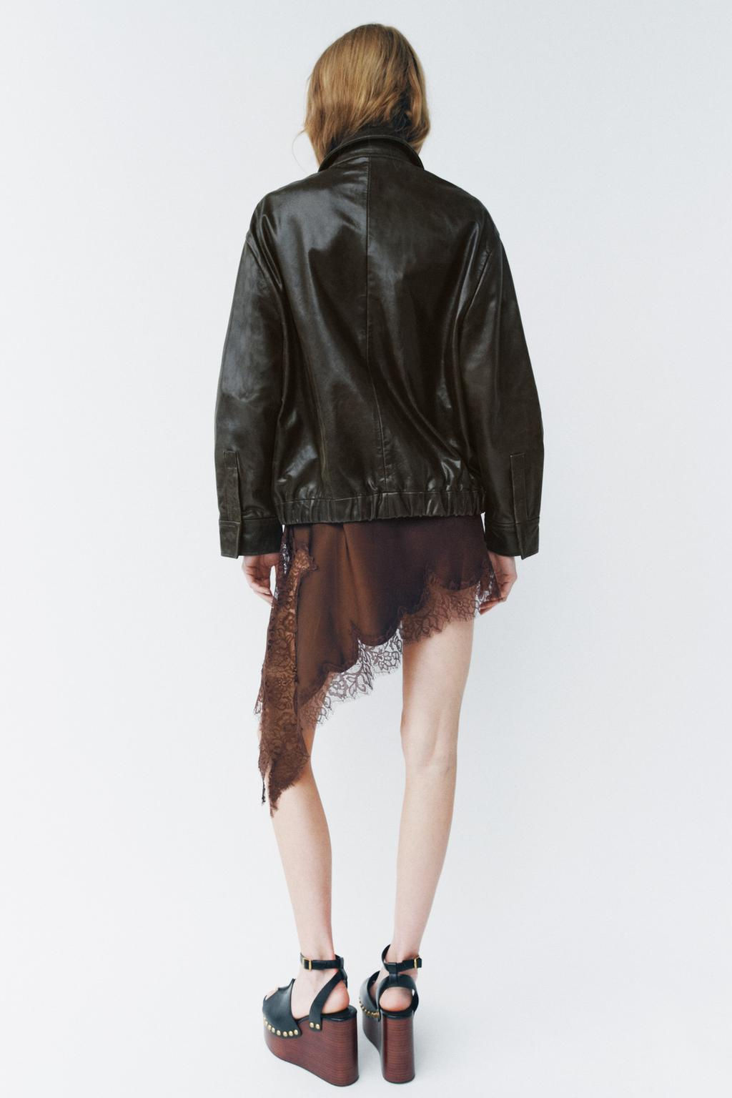 100% LEATHER BOMBER JACKET ZW COLLECTION LIMITED EDITION - Zara фото 3