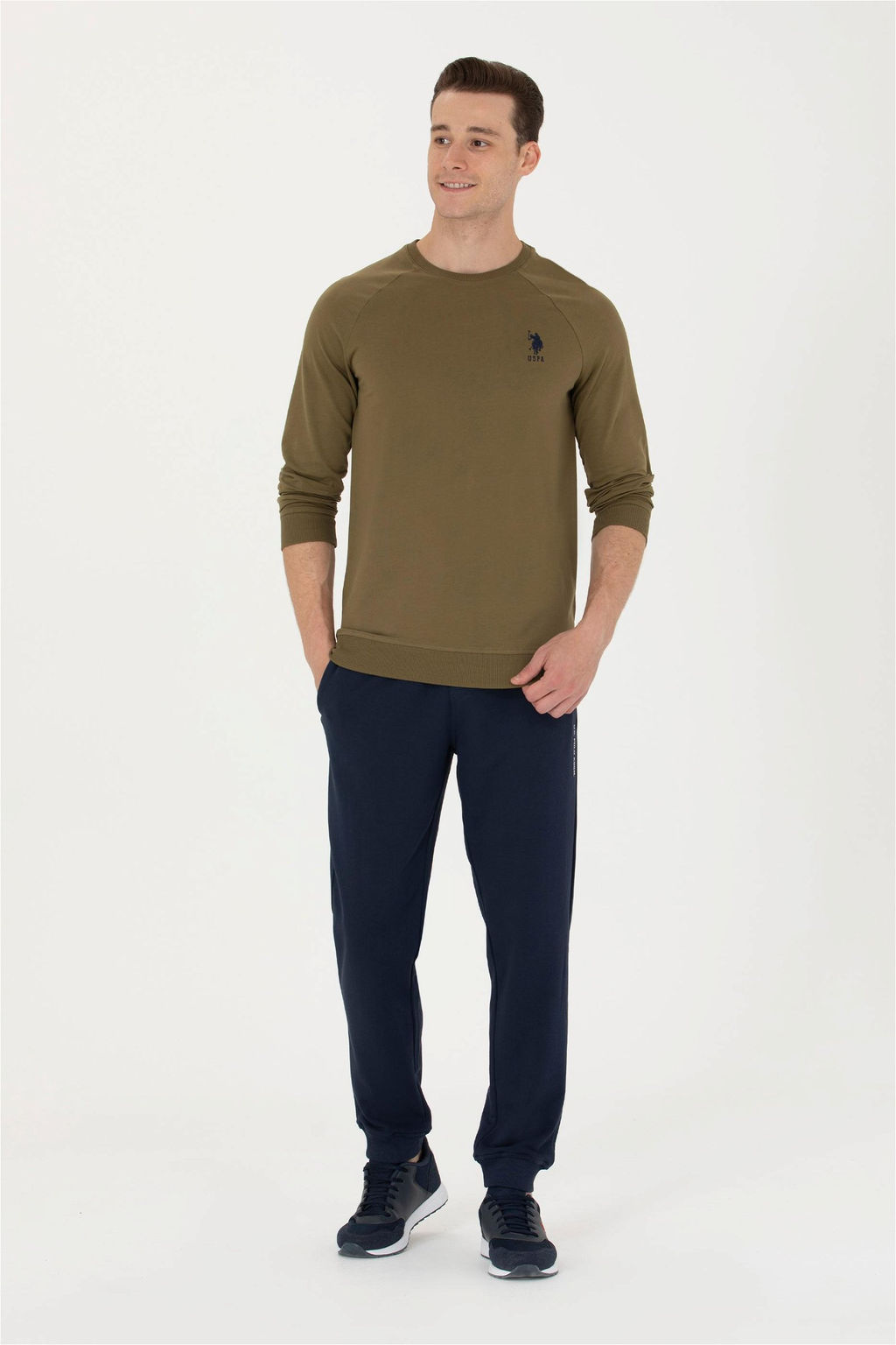 U. S. Polo Assn / Мужской базовый свитшот цвета хаки - U.s. polo assn фото 4