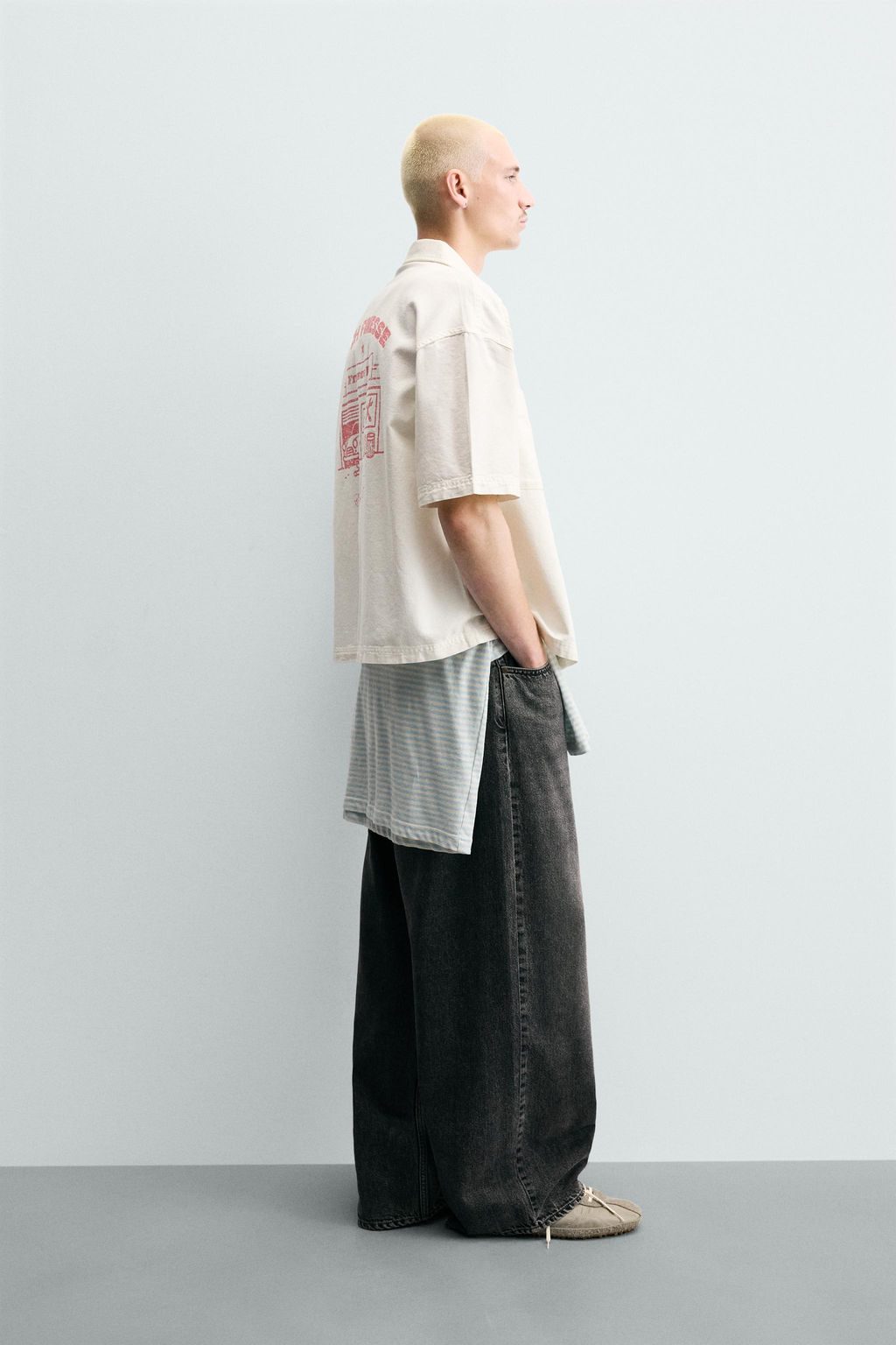 CAMISA RELAXED FIT COMBINADA / Blanco - Zara фото 4