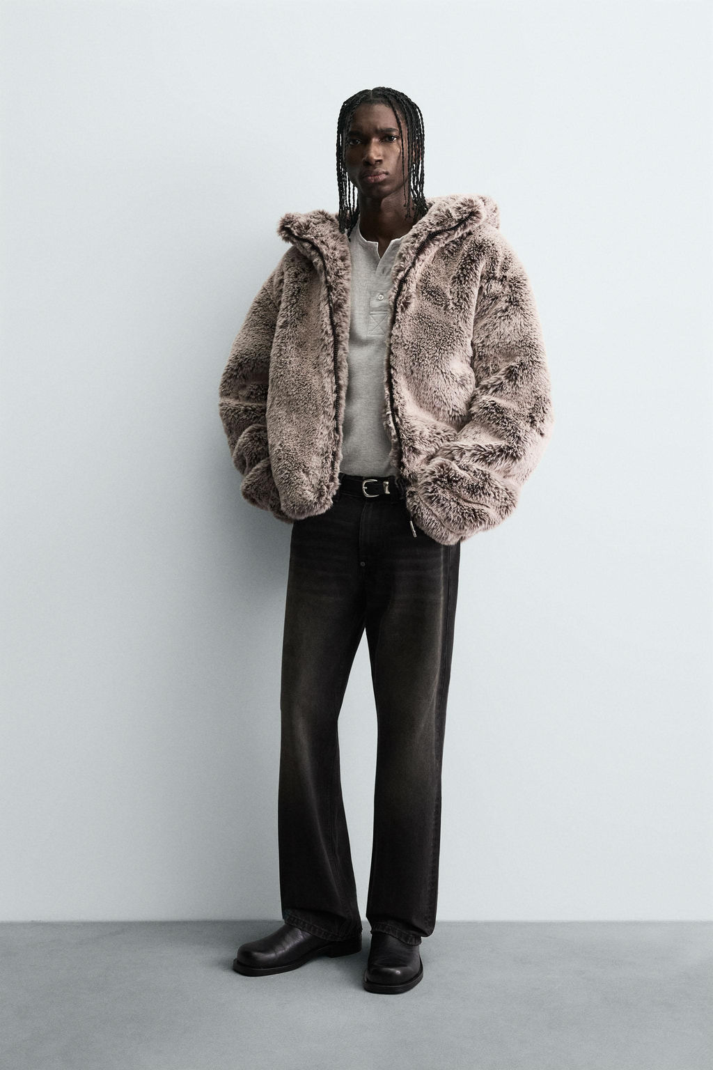 FAUX FUR HOODIE JACKET