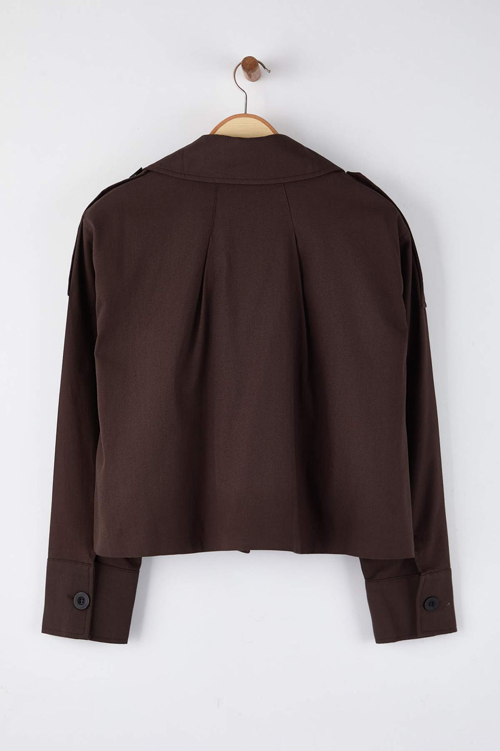 Bej Kruvaze Oversize K?sa Trenckot TWOAW26TR00020 - Trendyolmilla фото 19