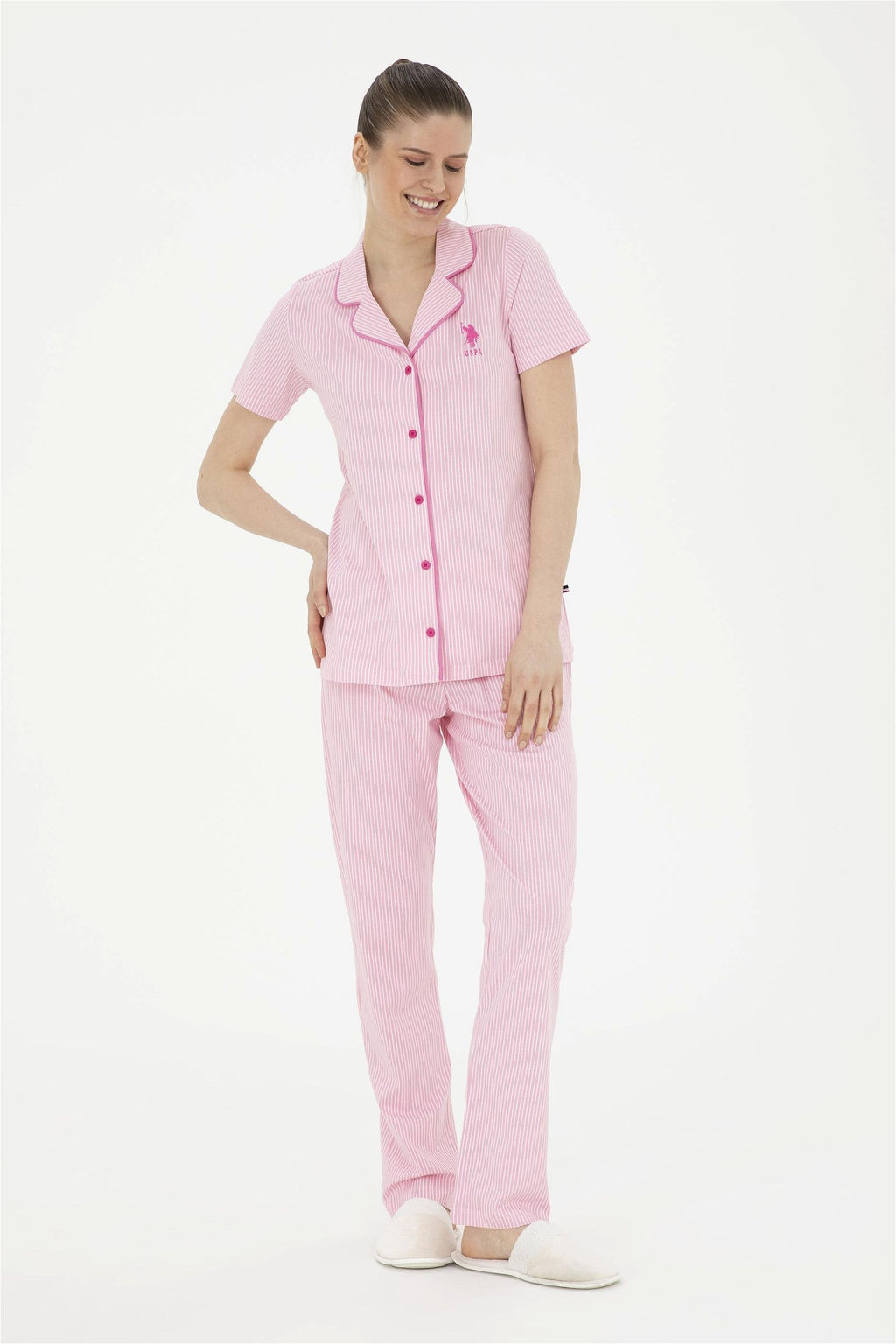 Женский розовый пижамный комплект Неожиданная скидка в корзине - U.s. polo assn фото 4