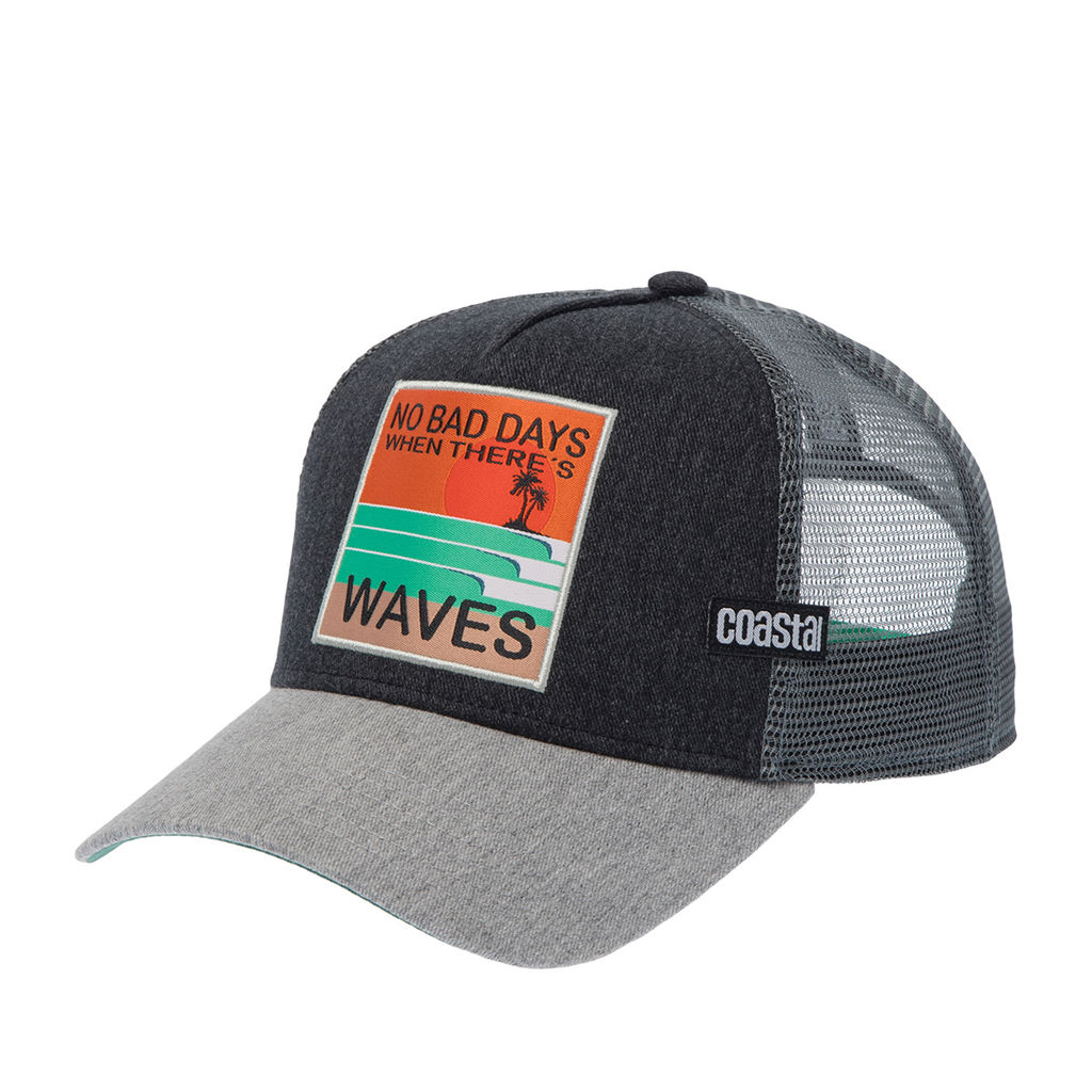 Бейсболка COASTAL арт. HFT No Bad Days (черный / светло-серый)