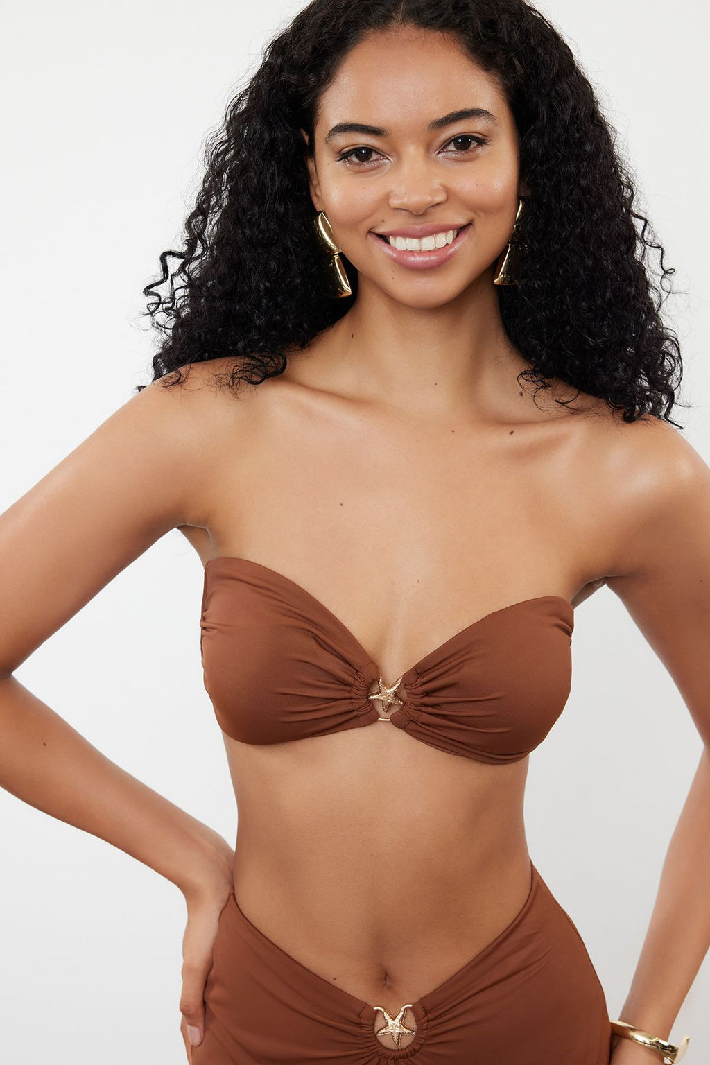 Kahverengi Straplez Premium Aksesuarl? Mix&Match Bikini Ustu TBESS24BU00150
